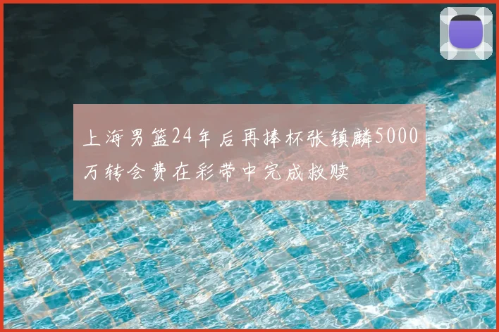 上海男篮24年后再捧杯张镇麟5000万转会费在彩带中完成救赎